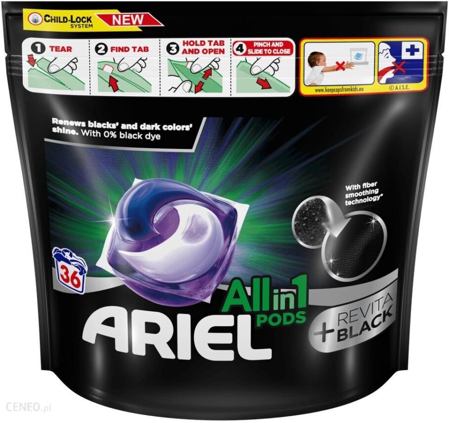 Ariel Allin1 PODs Kapsułki do prania +Revitablack 36 prań