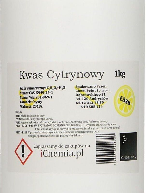 Chem Point Kwas Cytrynowy Kwasek Spożywczy Min 99,9% 1Kg