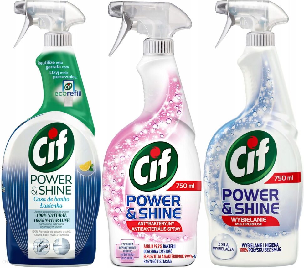 Cif Power Shine Zestaw Czyszczenia Spray 3x 750ml