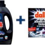 Dalli Zestaw Płyn do prania tkanin czarnych Black Wash + Chusteczki do prania ciemnych tkanin 1100 ml + 10 szt.