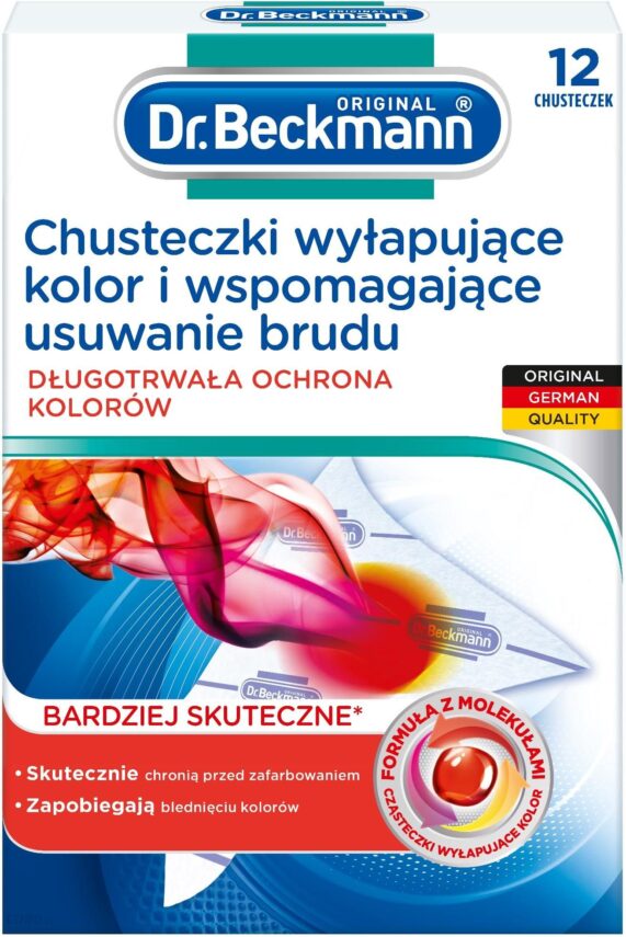 Dr. Beckmann Chusteczki wyłapujące kolor i wspomagające usuwanie brudu 12 szt.