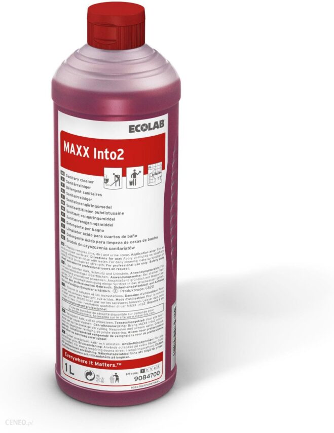 Ecolab Środek Mycia Powierzchni Sanitarnych O Świeżym Zapachu Przeznaczony Do Codziennego Użytku 1 L Maxx Into 2 (9084700)