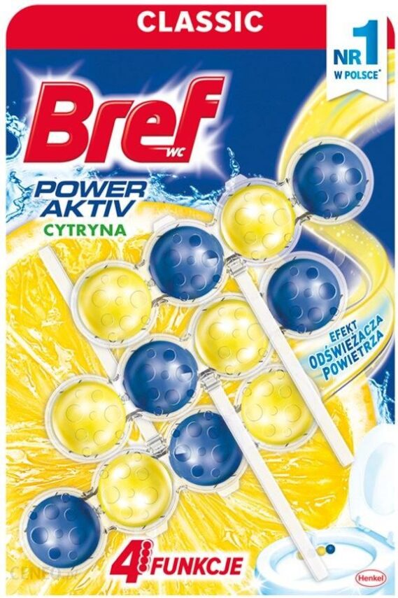 Henkel Bref WC Power Aktiv Zawieszka myjąco-zapachowa do muszli WC soczysta cytryna 3x50g