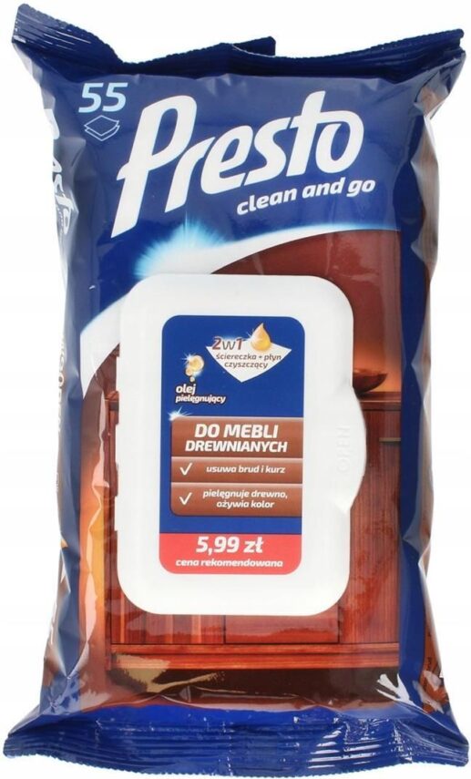 Presto Ściereczki czyszczące+płyn 2w1 do mebli dre