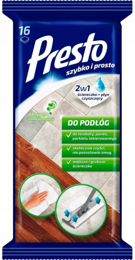 Presto Ściereczki nawilżane do podłóg 16 sztuk