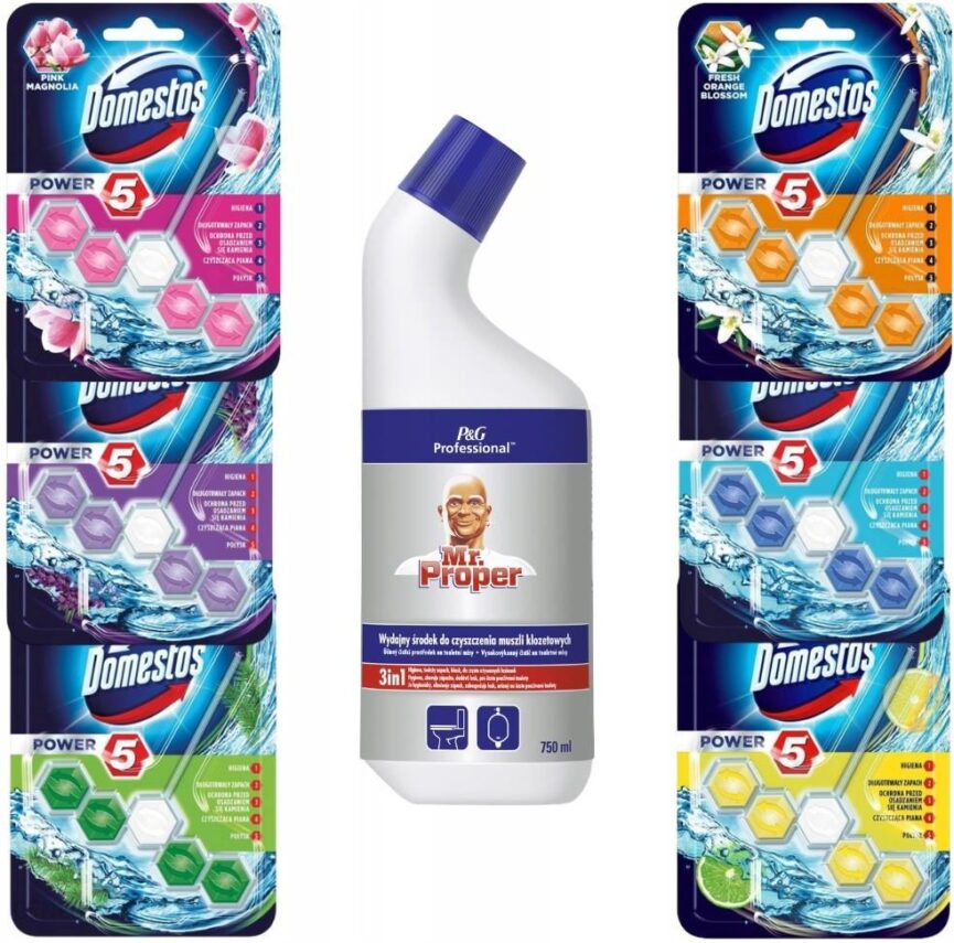Zestaw do Wc 6x kostka Domestos Power + silny płyn